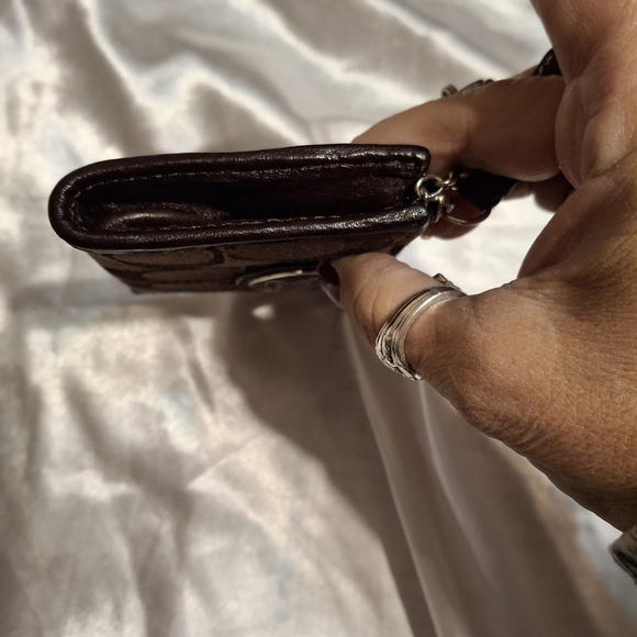 Coach Brown Monogram Key Card Pouch - Picture 4 of 8